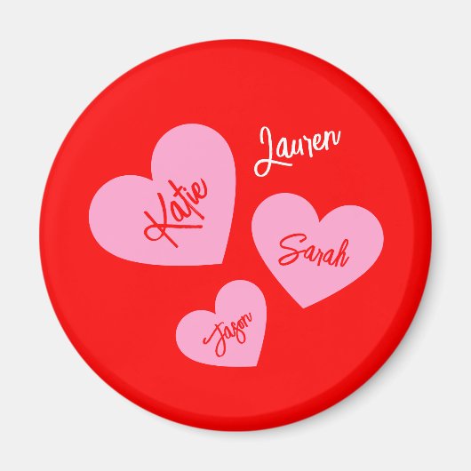 Personalisiert-rosa-Herz-Rote Mutter Magnet (Vorne)