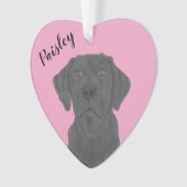Personalisiert-rosa-herz-schwarzes Labrador Ornament (Vorderseite)