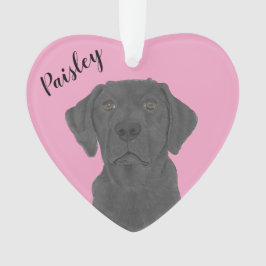 Personalisiert-rosa-herz-schwarzes Labrador Ornament