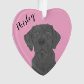 Personalisiert-rosa-herz-schwarzes Labrador Ornament (Vorderseite)