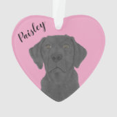 Personalisiert-rosa-herz-schwarzes Labrador Ornament (Rückseite)