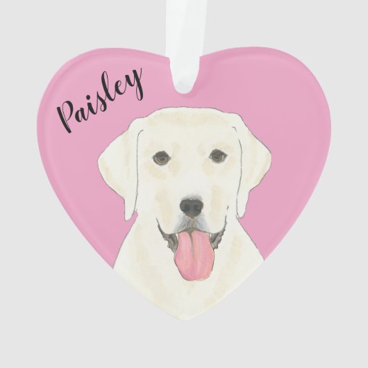 Personalisiert-rosa-herz-weißes Labrador Ornament (Rückseite)