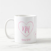 Personalisiert rosa Herzklammern, Monogramm und Na Kaffeetasse (Links)