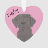 Personalisiert rosa Herzschokolade Labrador Ornament (Vorderseite)