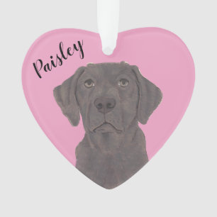 Personalisiert rosa Herzschokolade Labrador Ornament
