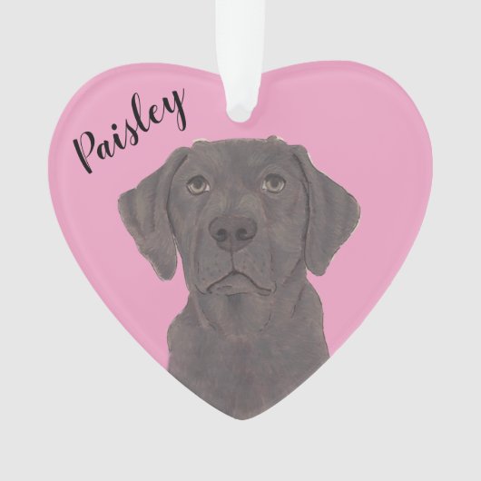 Personalisiert rosa Herzschokolade Labrador Ornament (Vorderseite)