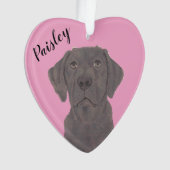 Personalisiert rosa Herzschokolade Labrador Ornament (Vorderseite)