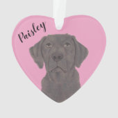 Personalisiert rosa Herzschokolade Labrador Ornament (Rückseite)