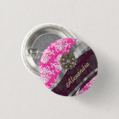 Personalisiert rosa hübsches gürtelfeuchtes Muster Button (Vorne & Hinten)