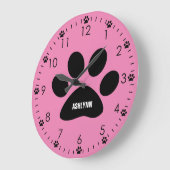Personalisiert-Rosa-Hundepaw Große Wanduhr (Winkel)