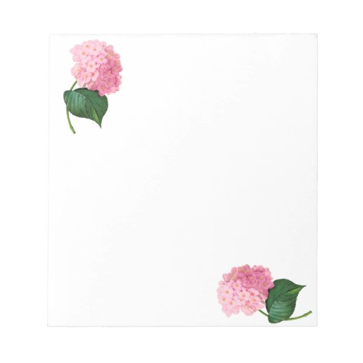 Personalisiert rosa Hydrangea Notepad Notizblock (Vorderseite)