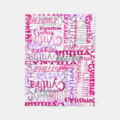 Personalisiert-Rosa-Individuelle Name-Collage-Girl Fleecedecke (Vorderseite)