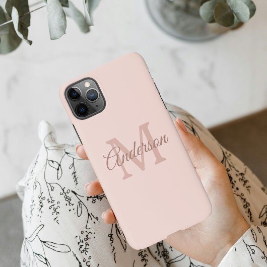 Personalisiert-rosa-iPhone-Fall | Monogramm und Sk iPhone Hülle