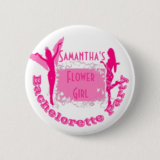Personalisiert rosa Junggeselinnen-Abschied Button (Vorderseite)