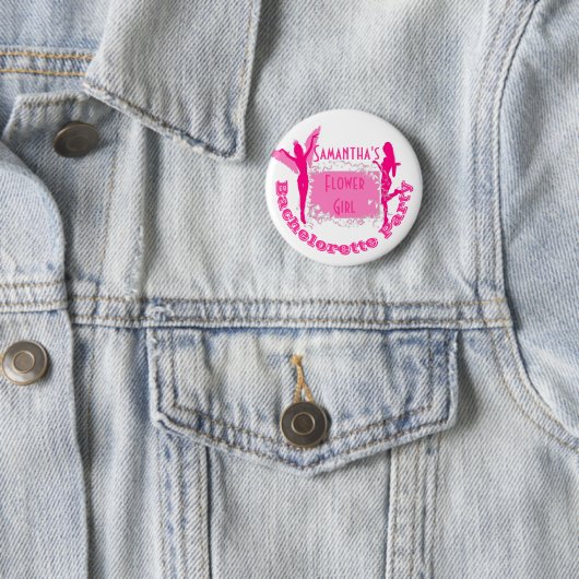 Personalisiert rosa Junggeselinnen-Abschied Button (Beispiel)