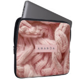 Personalisiert Rosa Kabelstrickmuster Laptopschutzhülle (Vorne Rechts)