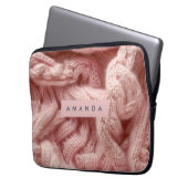 Personalisiert Rosa Kabelstrickmuster Laptopschutzhülle (Vorderseite Links)