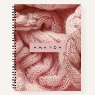 Personalisiert Rosa Kabelstrickmuster Notizblock