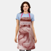 Personalisiert Rosa Kabelstrickmuster Schürze (Getragen)
