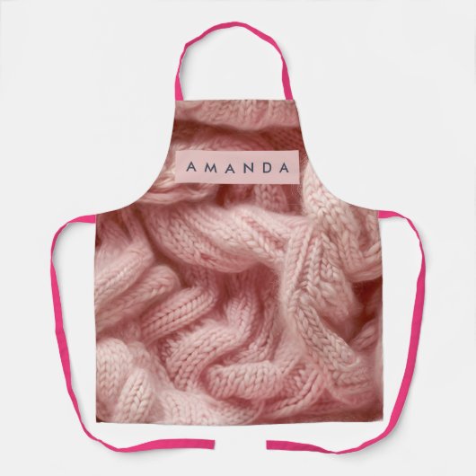 Personalisiert Rosa Kabelstrickmuster Schürze (Vorderseite)