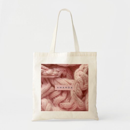 Personalisiert Rosa Kabelstrickmuster Tragetasche (Vorne)
