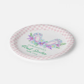 Personalisiert rosa Kariertes Sonnenfilet Mein ers Pappteller (Schrägansicht)