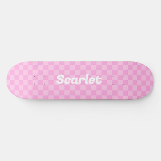 Personalisiert rosa Karos Skateboard (Horizontal)