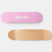 Personalisiert rosa Karos Skateboard (Horizontal)