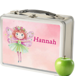 Personalisiert rosa Kids Metal Lunch Box