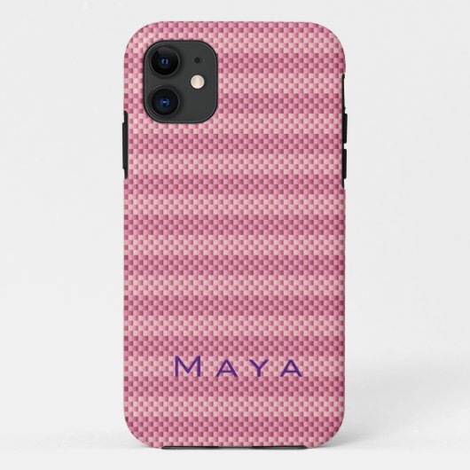 Personalisiert rosa Kohlenstofffaser gemustert Case-Mate iPhone Hülle (Rückseite)
