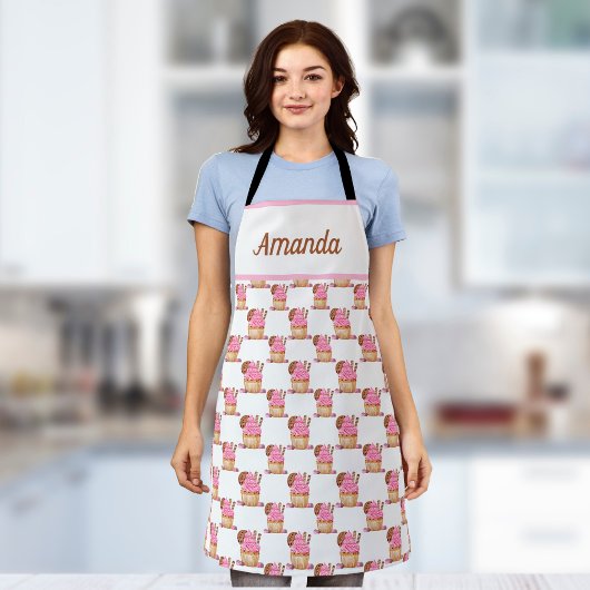 Personalisiert rosa Kuchen mit Schokoladenmuster Schürze