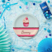 Personalisiert rosa Kupcake Minze Blue Hintergrund Pappteller (Party)