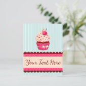 Personalisiert rosa Kupcake Minze Blue Hintergrund Postkarte (Stehend Vorderseite)