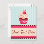 Personalisiert rosa Kupcake Minze Blue Hintergrund Postkarte (Vorne/Hinten)