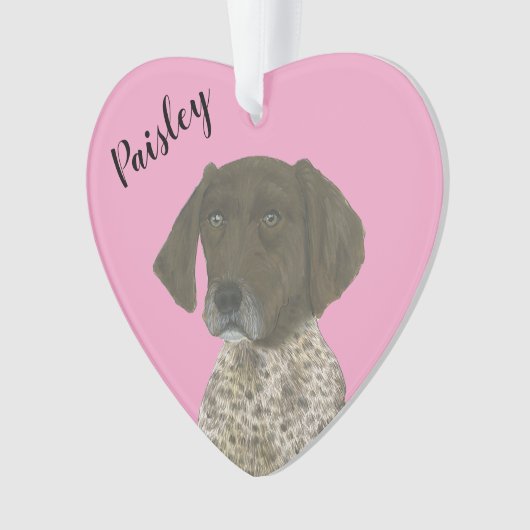 Personalisiert rosa Leber Deutscher Kurzzeiger Ornament (Vorderseite)