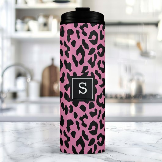 Personalisiert rosa Leopard Thermosbecher
