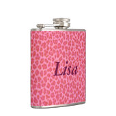 Personalisiert rosa Leopardenmaske Flachmann (Rechts)