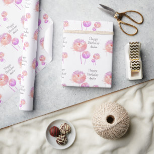 Personalisiert rosa Leuchte Uhr Geburtstag Geschenkpapier