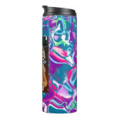 Personalisiert rosa, Lila, blau Künstlerisch Thermosbecher (Nach rechts gedreht)