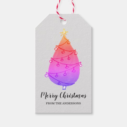 Personalisiert Rosa Lila Weihnachtsbaum Geschenkanhänger (Vorderseite)