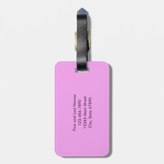 Personalisiert rosa Lilac Blockbuchstabe Monogramm Gepäckanhänger (Rückseite vertikal)