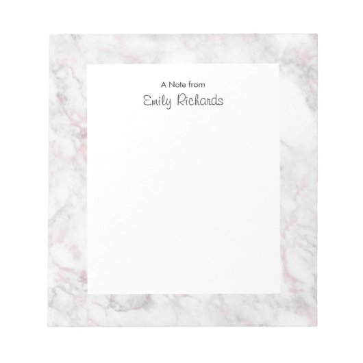 Personalisiert rosa Marmor Notepad Notizblock (Vorderseite)