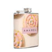 Personalisiert rosa Mattiertes Cookiemuster Flachmann (Rechts)