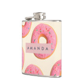 Personalisiert rosa Mattiertes Donut-Muster Flachmann (Links)