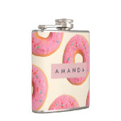 Personalisiert rosa Mattiertes Donut-Muster Flachmann (Rechts)