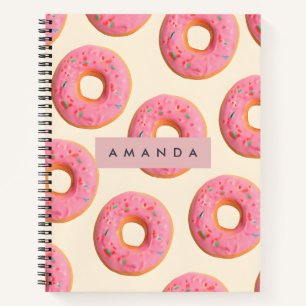 Personalisiert rosa Mattiertes Donut-Muster Notizblock