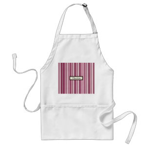 Personalisiert rosa Mauve Streifen Erwachsene Schü Schürze