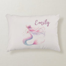 Personalisiert rosa Meerjungenkissen