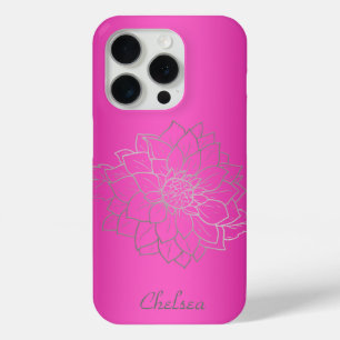 Personalisiert rosa Metallic mit Silberne Blume Case-Mate iPhone Hülle