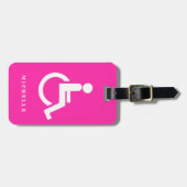 Personalisiert rosa mit Behinderung Handicap-Symbo Gepäckanhänger (Vorderseite horizontal)